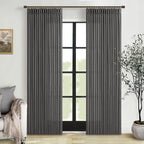 Pinch Pleat Flax Linen Semi Sheer Memory Shape Curtains Charcoal Grey 50x84 | by Twodrapes