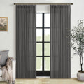 Pinch Pleat Modern Charcoal Grey Semi Sheer Thick Linen Curtains 50Wx80L | by Twodrapes