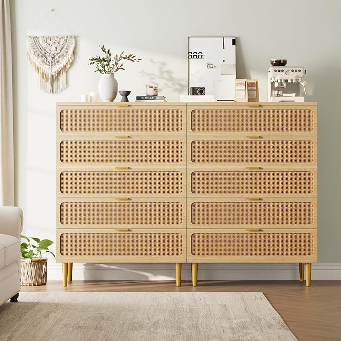 GarveeHome Rattan 5 Drawer Dressers - Image 7