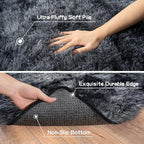 Super Fluffy Area Rug for Living Room 5x7, Shaggy Carpet, Dark Grey | Modern - Image 6