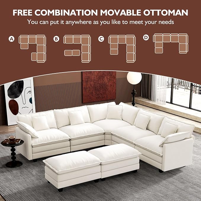 Ihanherry 114" V-Shaped Modern Sofa Modular Sectional Cloud Couch - Image 7