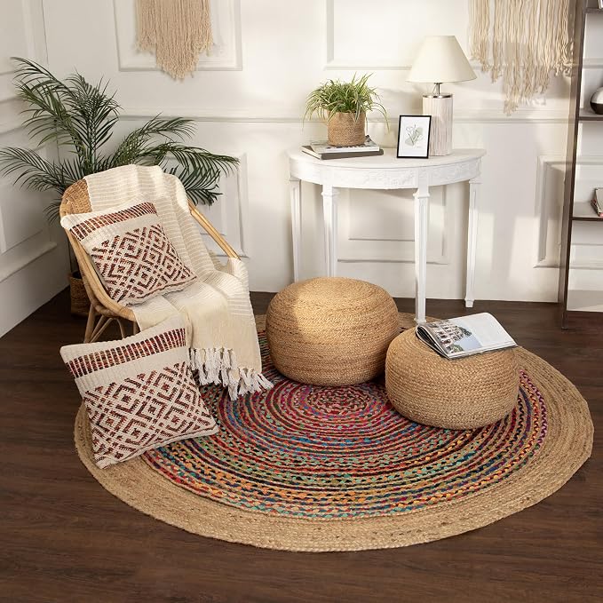· REDEARTH · Jute Circular Pouf Ottoman - Image 8