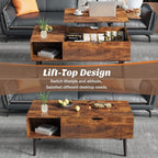 Sweetcrispy Wood Coffee Table Lift Top Coffee Tables - Image 5