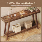 Huuger Console Table with Charging Station, USB-C Port, 2 Tiers Entryway Table - Image 5