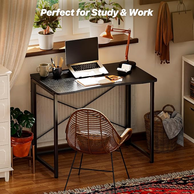 Huuger Folding Desk for Small Spaces, 31.5 Inch Foldable Computer Table - Image 8