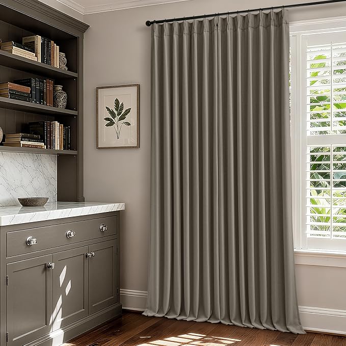 Taupe Grey 120 Inch Blackout Pinch Pleated Curtains - Image 8