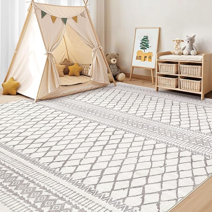 cotiled Boho 5x8 Area Rugs for Living Room: Soft Moroccan Washable Rug | Solve - Image 8