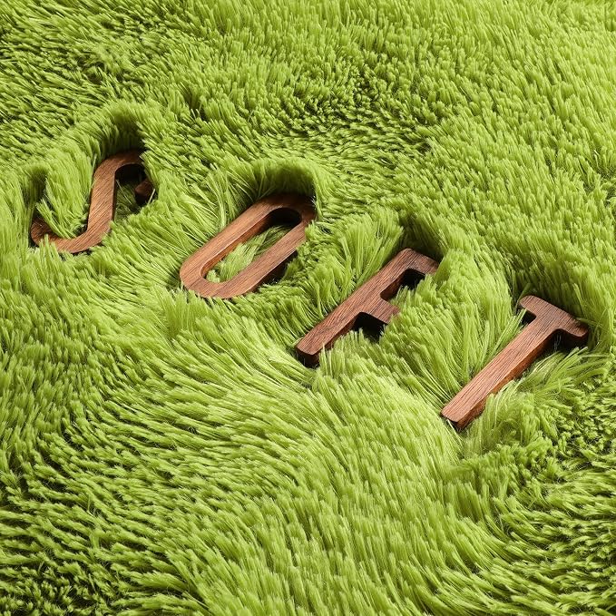 Amdrebio Grass Green Big Shaggy Kids Area Rug 6x9 - Image 8