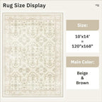 Soalmost 10x14 Area Rugs for Living Room Washable Rug Non-Slip Beige/Brown | - Image 5