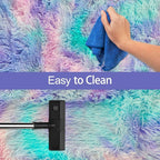 Super Soft Fluffy Living Room Area Rug 2x5 ft Purple Rainbow Tie-Dyed Shaggy - Image 7