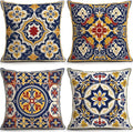 OBSEDE Throw Pillow Covers Set of 4, 18x18 Inch Blue and Yellow Mediterranean by OBSEDE