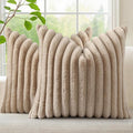 decorUhome Fall Faux Fur Throw Pillow Covers 26x26 Set of 2 Khaki Brown | by decorUhome