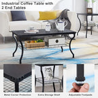 VECELO 3 Pieces Living Room Table Sets, Coffee and End Tables - Image 3