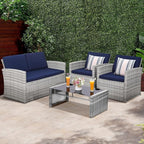 KROFEM 4-Piece Patio Furniture Set, Wicker Outdoor Rattan Sectional Sofa - Image 7