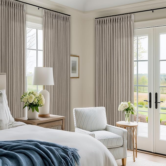 Extra Long Semi Sheer Linen Pleat Curtains Burlywood Birch 126 Inch Long | - Image 7