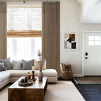 Dark Brown Pinch Pleat Linen Semi Sheer Back Tab Curtains 86 Inch Length | - Image 9