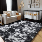 Amdrebio Black White Grey Shag Area Rug 5x7 - Image 6