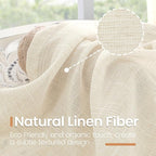 BGment Beige Linen Semi Sheer Curtains 42X40 Inch Length 2 Panels | Cream Light - Image 3