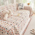DREAMINGO Abstract Chenille Couch Cover Blanket Beige Orange Black Boho Sofa - Image 7
