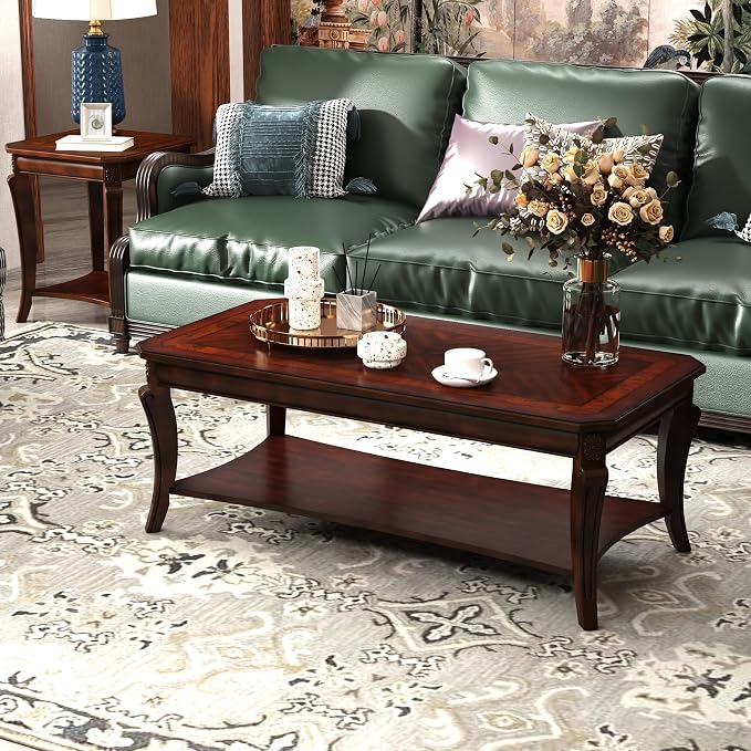 Rectangle Coffee Table for Living Room, Solid Wood Coffee Table - Image 6
