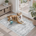 Soalmost 2x3 Washable Rugs for Kitchen, Small Area Rug Grey | Non-Slip Vintage by Soalmost