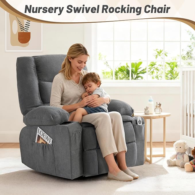 Oversized Swivel Rocker Recliner Chair - Image 7