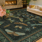 Dark Green Insect Area Rugs 8x10 - Image 6