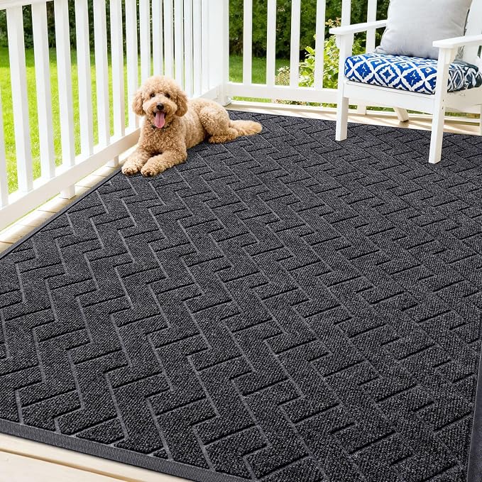 OLANLY Front Door Mat Outside 71x47, All-Season Absorbent Rubber Doormat | Grey by OLANLY