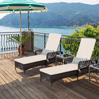 COSTWAY PE Rattan Chaise Lounge Chair, 6 Gear Adjustable Recliner - Image 3