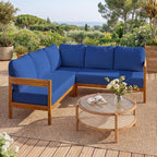 VilroCaz Outdoor Patio Furniture Set, L-Shaped Acacia Wood Sectional Sofa by VilroCaz