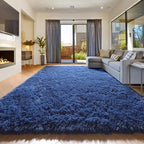 Amdrebio Navy Blue Shag Plush Area Rug 5x8 - Image 7