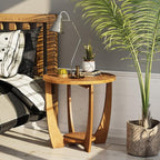 Round Farmhouse End Table for Small Spaces, French Country Accent Side Table by LONYKE