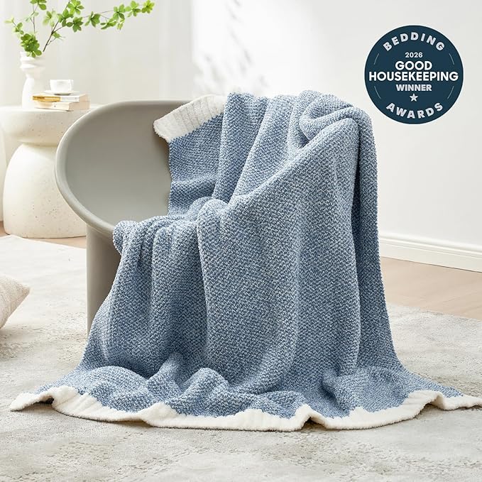 Snuggle Sac Heather Blue Bed Blanket Oversized Twin XL 66x90, Super Soft Warm - Image 3