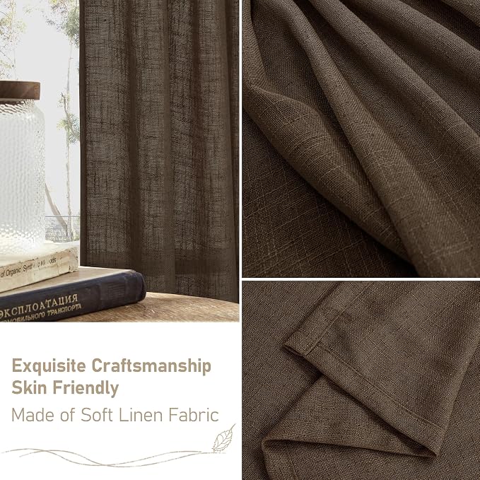 Dark Brown 72 inch Linen Textured Curtains - Image 6