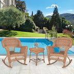 Jeco 3 Piece Rocker Wicker Chair Set - Image 2