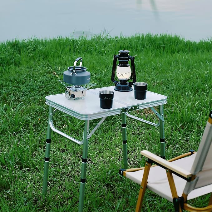 Yriuat Folding Camping Table 2ft Portable Picnic Table Adjustable Height Small - Image 2