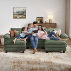 LINSY HOME 123" Modular U-Shaped Sectional Sofa, 3-Seat Corduroy Modern Cloud - Image 8