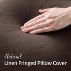 MIULEE Linen Decorative Fall Euro Throw Pillow Covers Dark Brown 26x26 | Set of - Image 3