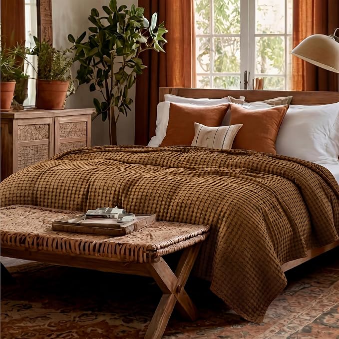 Bedsure Cooling Cotton Waffle Full Size Blanket - Image 9