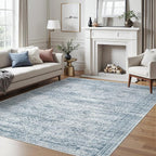 Soalmost 5x7 Area Rugs Blue Low Pile Washable Trendy Faded Style Rug | Vintage - Image 2