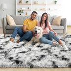 5x7 Black and White Fluffy Soft Area Rug Non-Slip - Image 2