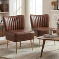 Modern Leather Accent Chairs Set of 2, Vintage Slipper Chair by JYFN