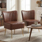 Modern Leather Accent Chairs Set of 2, Vintage Slipper Chair by JYFN