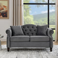 57" Chesterfield Grey Velvet 2-Seater Sofa by Unknown