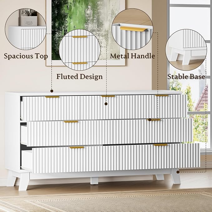 BORNOON Fluted 7 Drawer Dresser, 47.2" Wide Modern Boho Chest of Drawers - Image 5