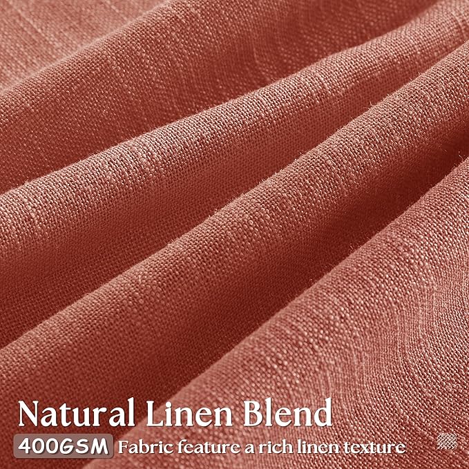 Pleated Farmhouse Firebrick Linen Curtains 102 Inches Long - Image 3