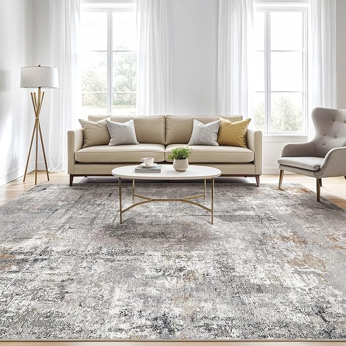 LOONGRUG Area Rug 5x7 Washable Neutral Modern Living Room Rugs Grey Rust | - Image 5
