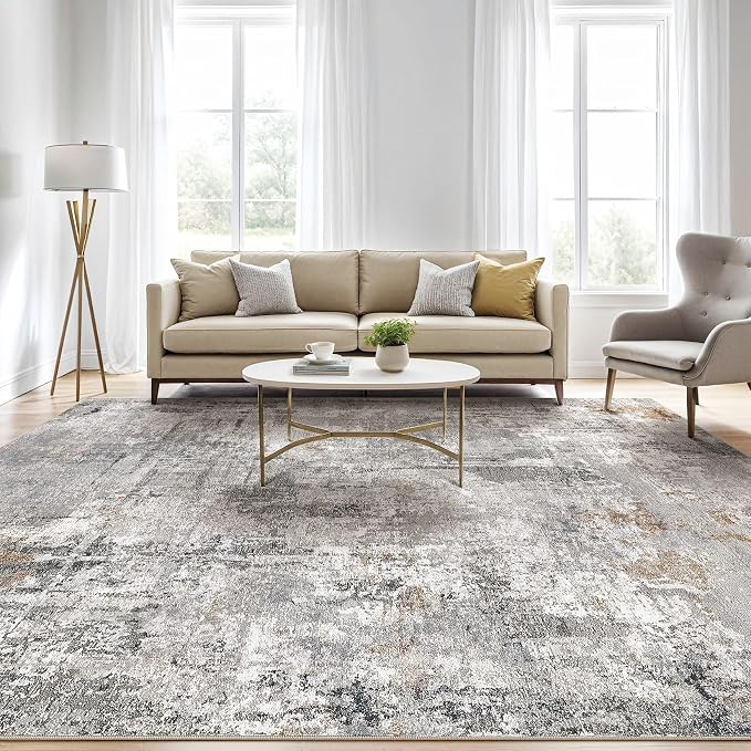 LOONGRUG 6x9 Area Rugs Washable Neutral Modern Living Room Rug Grey Rust | - Image 5