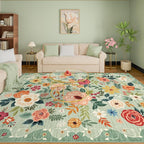 DUKINO 9x12 Area Rug for Living Room, Floral Washable Rug Non Slip, Low Pile - Image 6