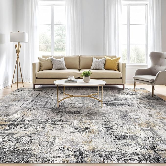 LOONGRUG 6x8 Area Rug Washable Neutral Modern Living Room Rugs Grey Beige | - Image 5